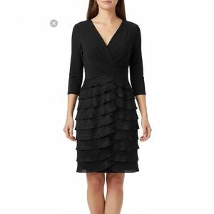 Size 8 Adriana Papel black short sleeve midi dress normcore whimsygoth